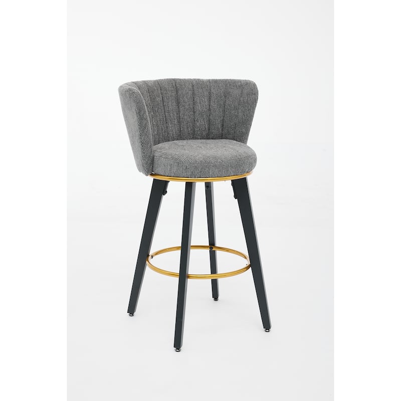 Counter Height Bar Stools Set of 2 with Footrest, 360掳 Swivel Upholstered Dining Room Chair with Backs and Metal Legs