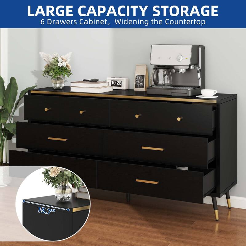 Moasis 47" W 6 Drawers Double Dresser for Bedroom, Chests of drawers