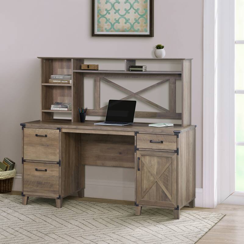 Oxford Farmhouse Rustic Oak Executive desk