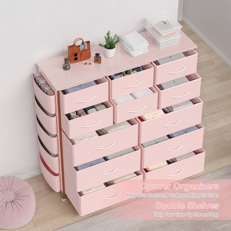 12 Drawer Dresser, Storage Organizer Unit with Fabric
