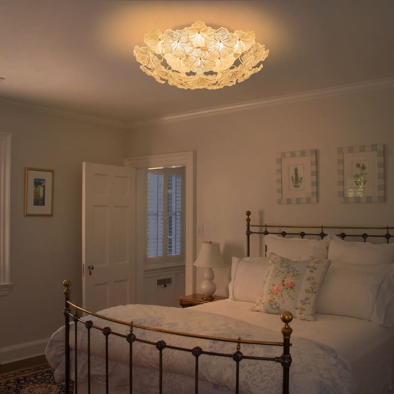 LED Flush Mount Ceiling Light with Clear and Frosted Glass Petal Design