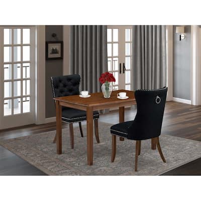 HomeStock 3-Pc Antique Walnut Finish Rectangular Solid Wood Top Dining Table Set