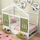 preview thumbnail 2 of 6, Twin Size Wood House Bed with Drawers and Window Decoration