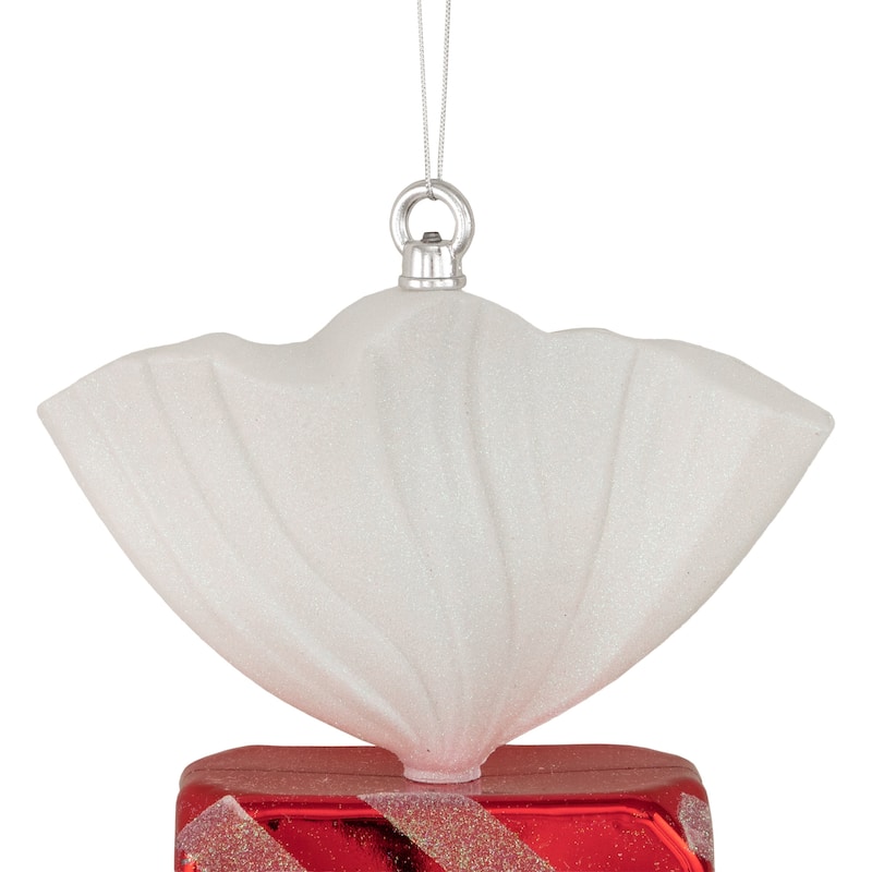 18" Red and White Wrapped Candy with Glitter Shatterproof Commercial Christmas Ornament