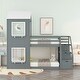 preview thumbnail 2 of 5, Twin Over Twin Bunk Bed with Storage Stairs, Wood Bed with Roof, Window, Guardrail, Ladder
