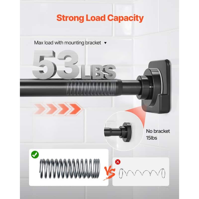 Black Stainless Steel Extendable Shower Rod 28-76 in for Bathrooms Closets or Windows Porches - 28-76 in