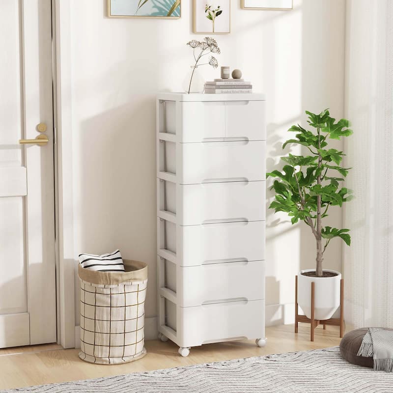 Costway 1 PCS 7-Drawer Plastic Rolling Storage Cart with 4 Universal - See Details