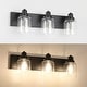 preview thumbnail 3 of 3, 3 light black vanity wall lights farmhouse glass