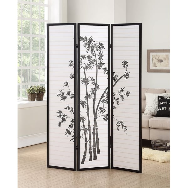 3 Panel Oriental Shoji Screen Room Divider Black Overstock 11665849
