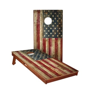 Rustic American Flag All-Weather Cornhole Boards