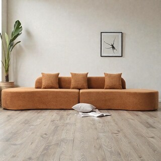 Curved Modular Cloud Sofa with Plush Fabric Cushions, Ergonomic ...