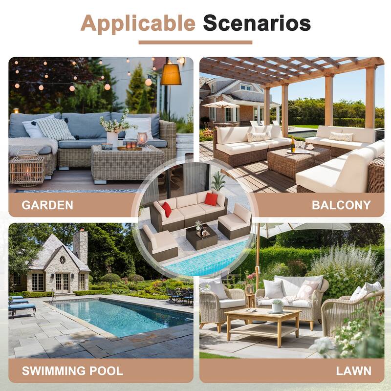 Futzca 6 Piece Patio Furniture Conversation Set with Pillow