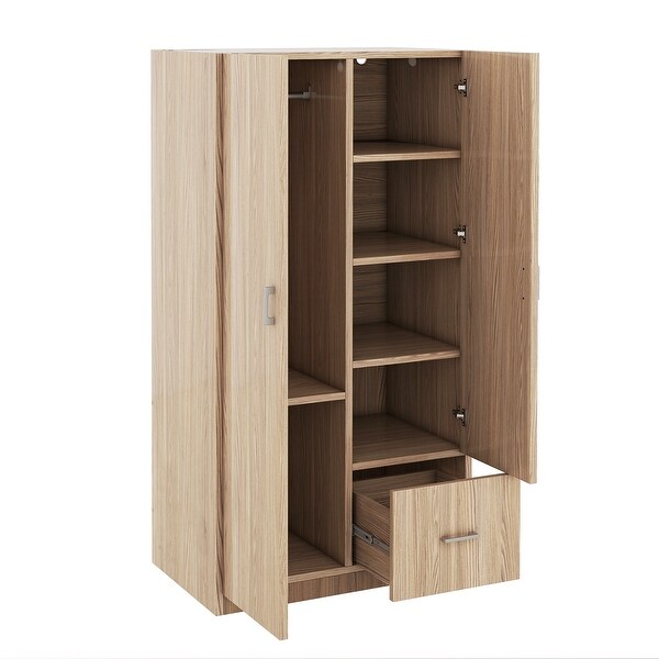 Two door Wooden Wardrobes Equipped with Suspension Rods and Drawers Large Capacity Wardrobe Storage Cabinets Bed Bath Beyond 41885865