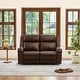 preview thumbnail 6 of 22, Hadlee Genuine leather Reclining Sofa with Multi-Function Console 2PC - Brown