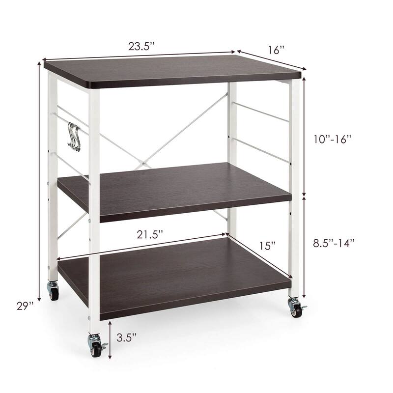 Costway 3-Tier Kitchen Baker's Rack Microwave Oven Storage Cart w/ - See details