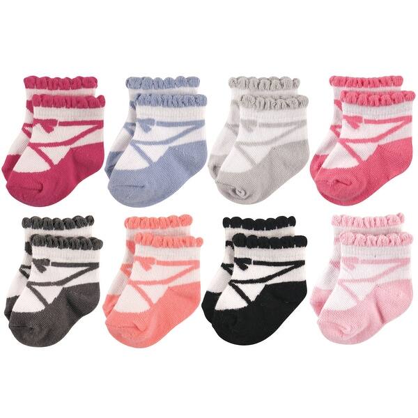 slide 1 of 1, Hudson Baby Infant Girl Cotton Rich Newborn and Terry Socks, Ballet Ballet - 12-24 Months
