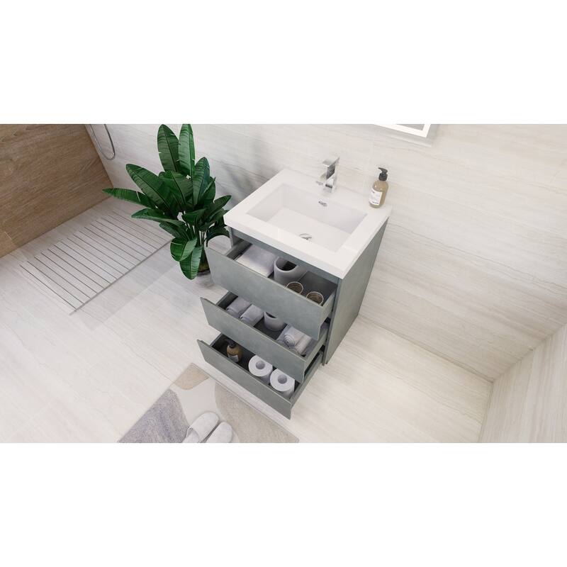 Aron 24'' Freestanding Vanity with Reinforced Acrylic Sink