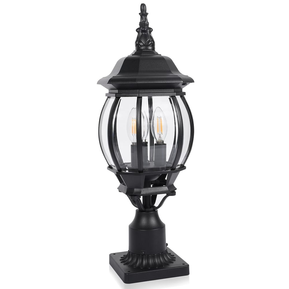 Outdoor 1/3 Light Post Lantern with Pier Mount Base(Pack 1 or 2)