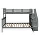 preview thumbnail 4 of 9, Modern Style Bunk Bed with Guardrials, Storage Staircase, Maximized Space, Twin over Full, Grey