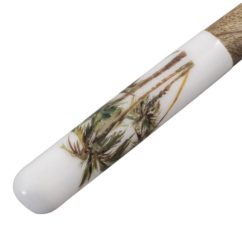 Mango Wood Salad Server Set Of 2 With Print