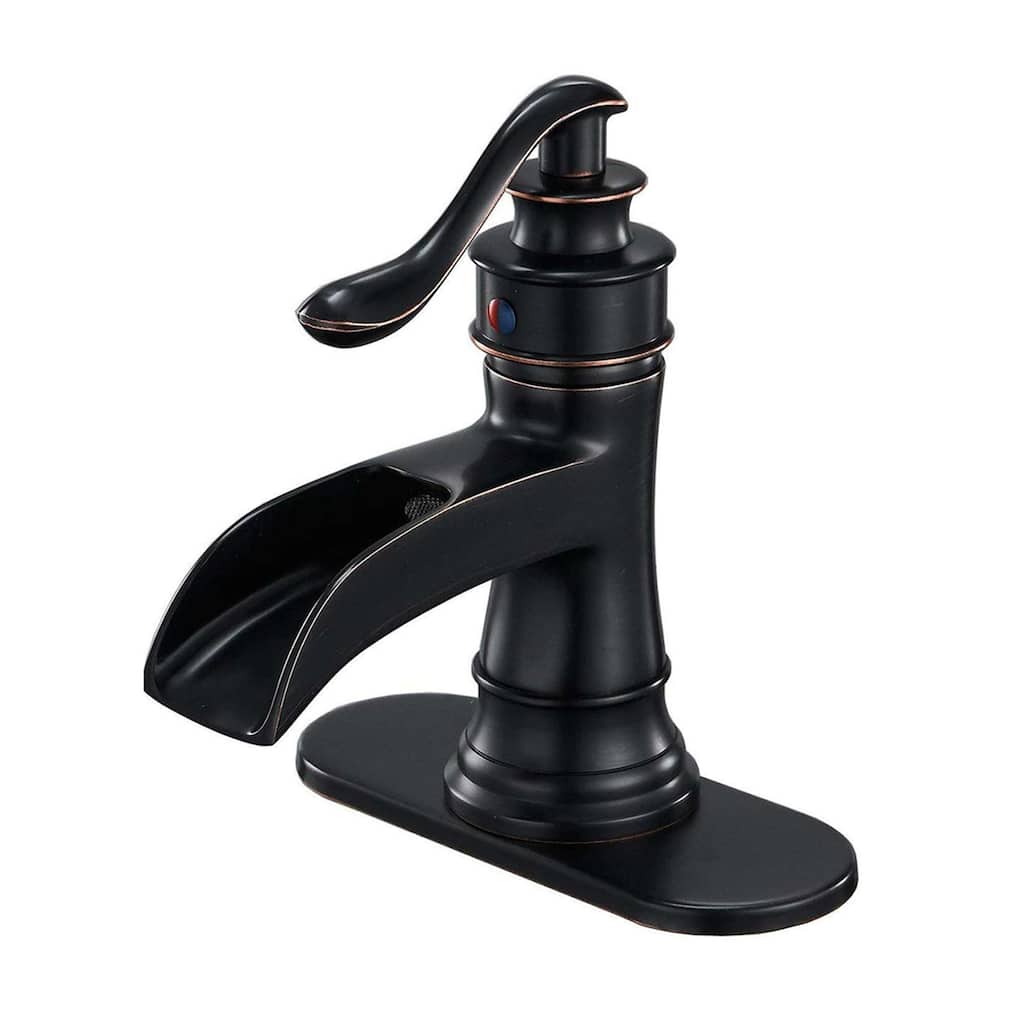 Waterfall Bathroom Faucet Single Handle Bathroon Sink Faucets One Hole Modern Basin Vanity Mixer Taps With Valve And Deck Plate