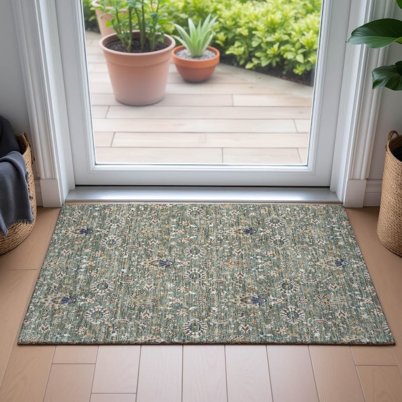 Machine Washable Indoor/Outdoor Traditional Persian Chantille Rug