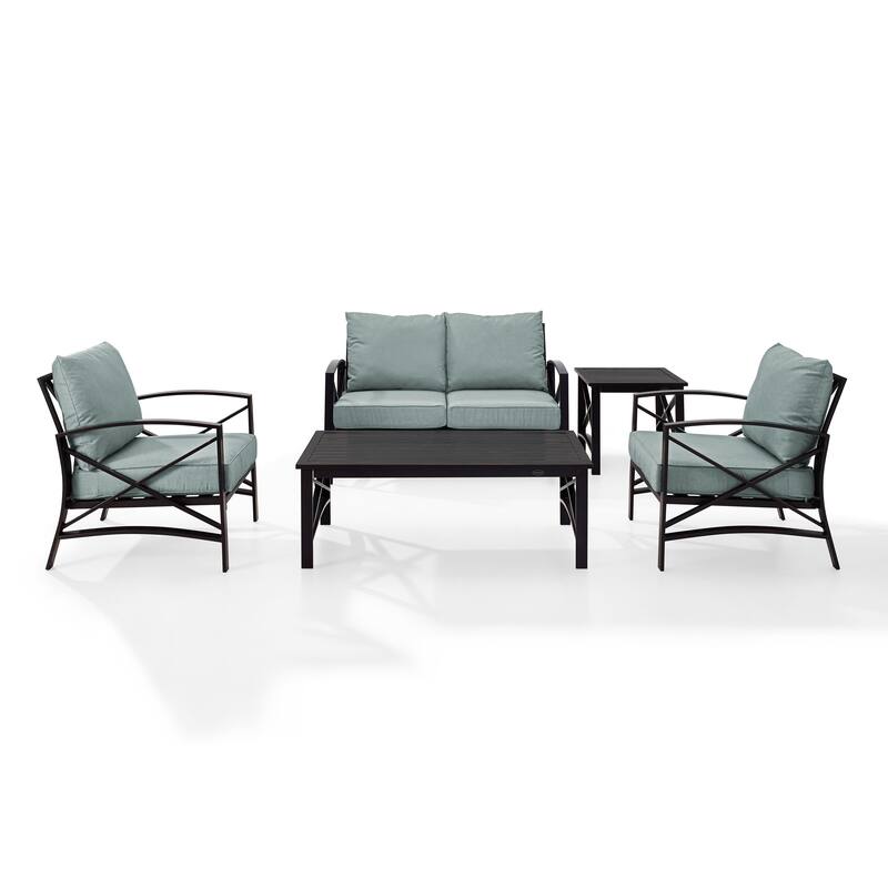 Crosley Kaplan 5Pc Outdoor Loveseat Patio Furniture Set - 156.5"W x 74.5"D x 36"H