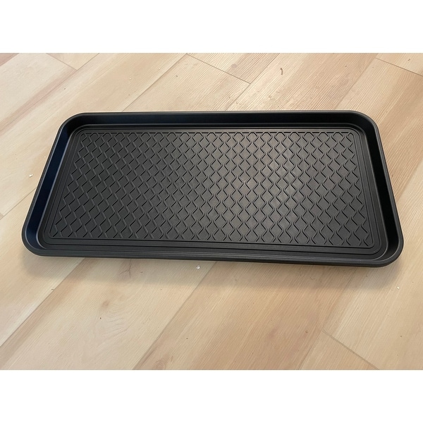 Stalwart 75-ST6102 Weather Boot Tray-Large Water Resistant Plastic Utility Shoe Mat for Indoor and Outdoor Use in All Seasons Set of Two, Black 