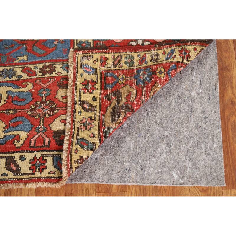 Hand Knotted Oriental 100% Wool Carpet Traditional Geometric Navy Blue & Blues Heriz Area Rug - 8' 5'' X 7' 11''