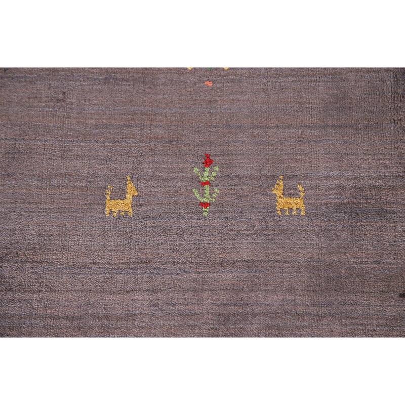 Brown Gabbeh Area Rug Handmade Wool Carpet - 8'1"x 9'10"