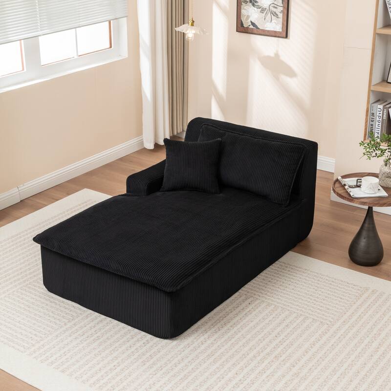 Right/Left Chaise Lounge Sofa Bed - No Assembly, Oversized Sleeper Chair - Living Room, Movie Room, Bedroom - Right+Black