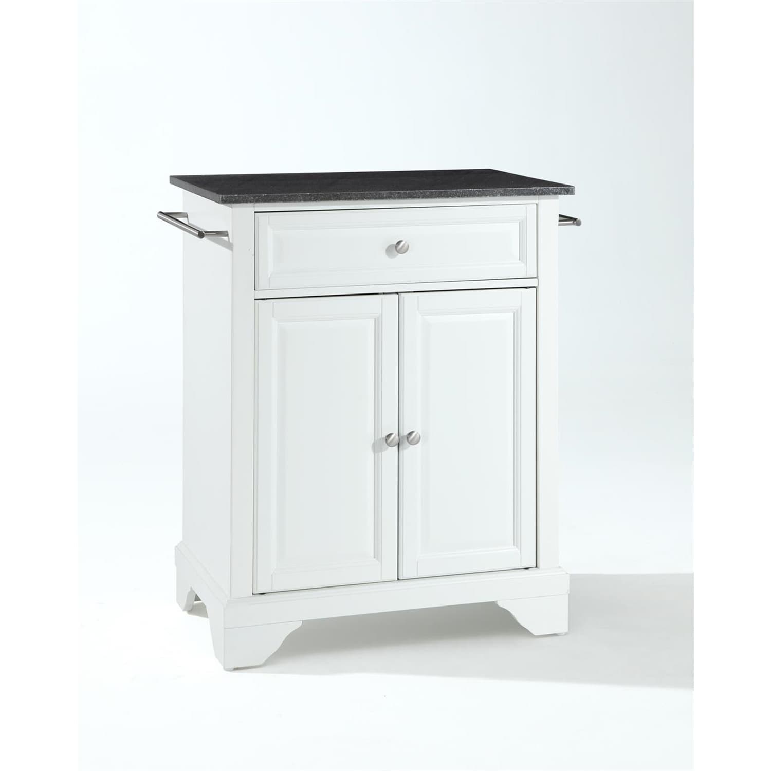 Kitchen Island Cart with Granite Top - Portable Kitchen Storage Island, Modern Kitchen Furniture - White
