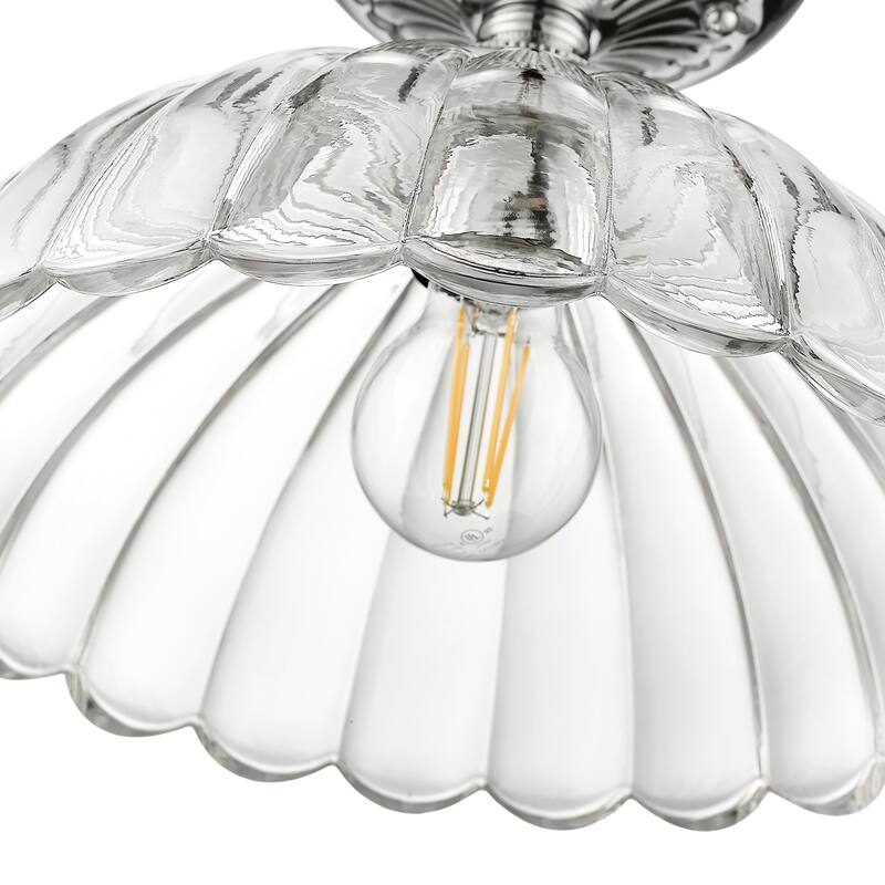 Golden Lighting Audra 1-light 12in Semi-Flush Mount in Chrome - Pewter - 1-Light Semi-flush
