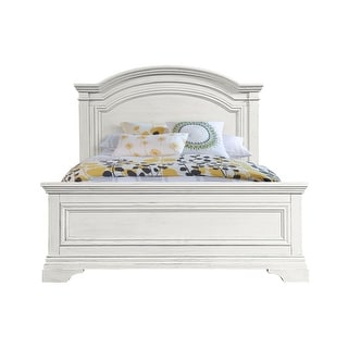 Olivia Traditional Wood Complete Full Bed, Brushed White
