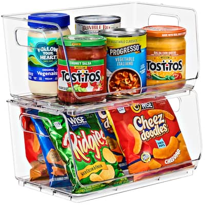 Sorbus Stackable Storage Bins Open Front Clear Stackable Bins for Pantry Kitchen - Clear Pantry Organizer Bins (Small 2 Pack)
