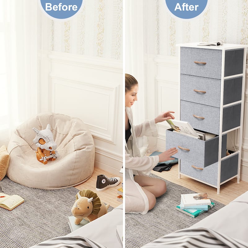 Crestlive Products Household 5-Drawer Vertical Dresser Storage Chest