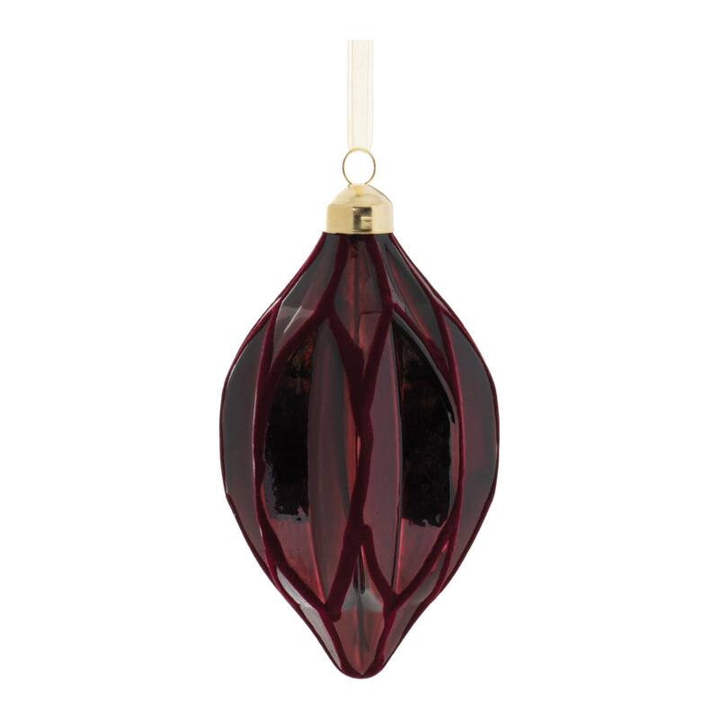 Velvet Glass Christmas Ornaments - 5" - Burgundy Red - 6ct