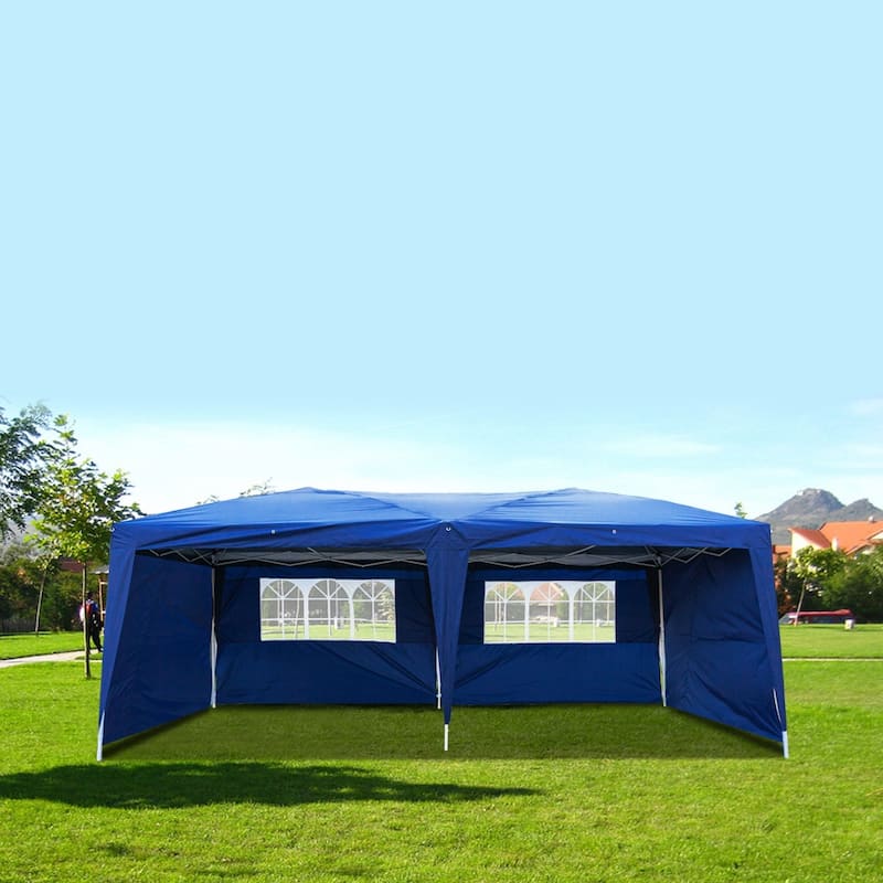 10'X20' POP UP Foldable Wedding Party Gazebo Canopy Tent W/4 Walls - Blue