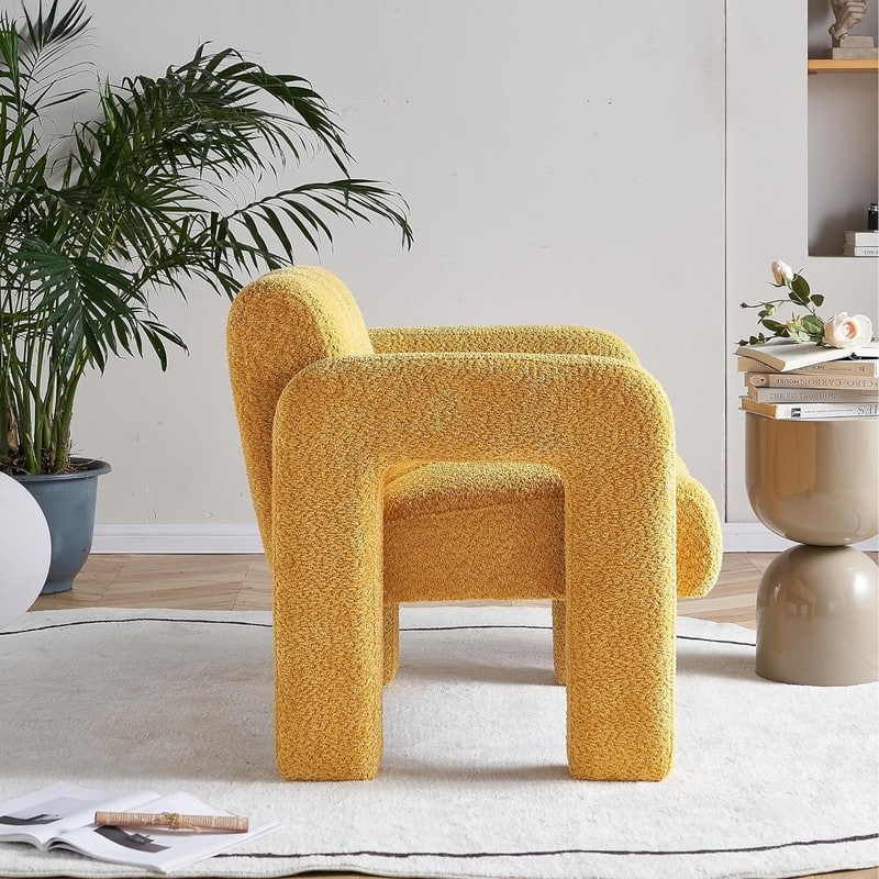 31.10" Wide Boucle Upholstered Accent Chair, Modern Comfy Single Lounge Armchair for Living Room, Bedroom, Apartment