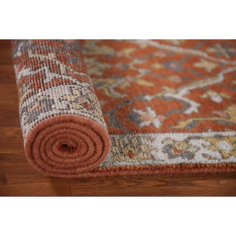 Orange Heriz Serapi Indian Area Rug Hand-knotted Wool Carpet - 2'7"x 5'11"