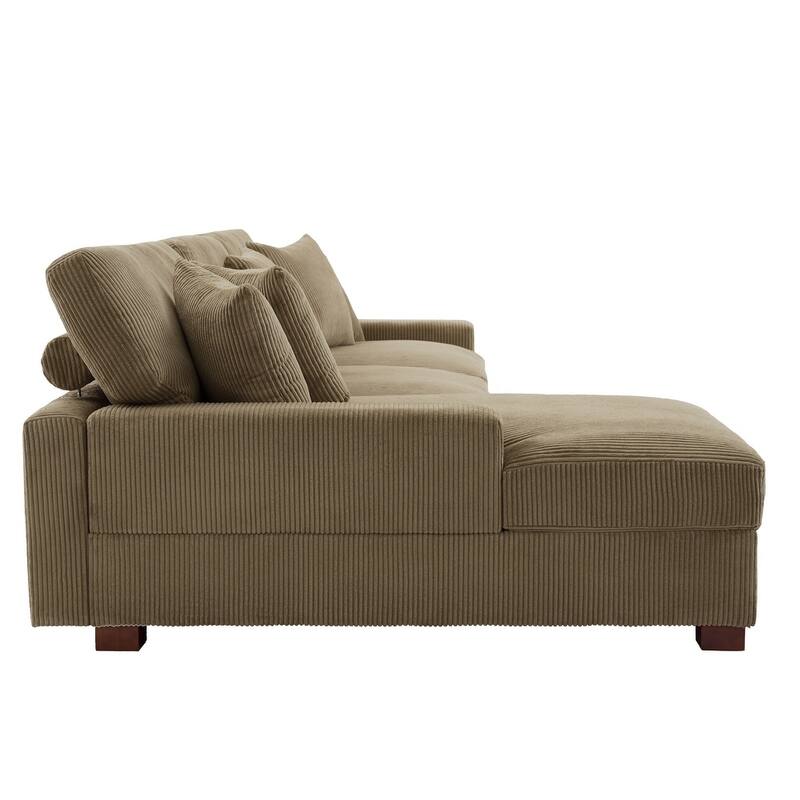 Upholstered Oversized Modular Sectional Sofa Set Corduroy Sleeper Sofa With Chaise
