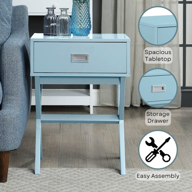 End Table with Large Trunk Drawer and Smooth Surface Top, Modern Side Table for Concealed Living Room or Bedroom Essentials