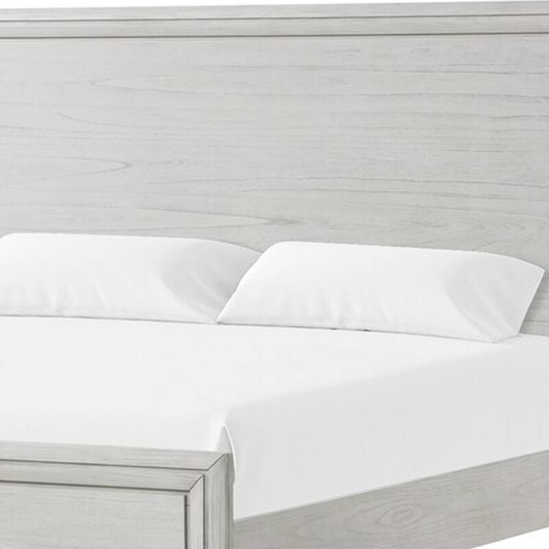 Basil Queen Bed, Framed Headboard and Footboard, Rustic White Wood