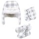 preview thumbnail 2 of 0, Hudson Baby Unisex Baby Trapper Hat, Mitten and Bootie Set, Gray White Plaid 12-18 Months - Gray White Plaid