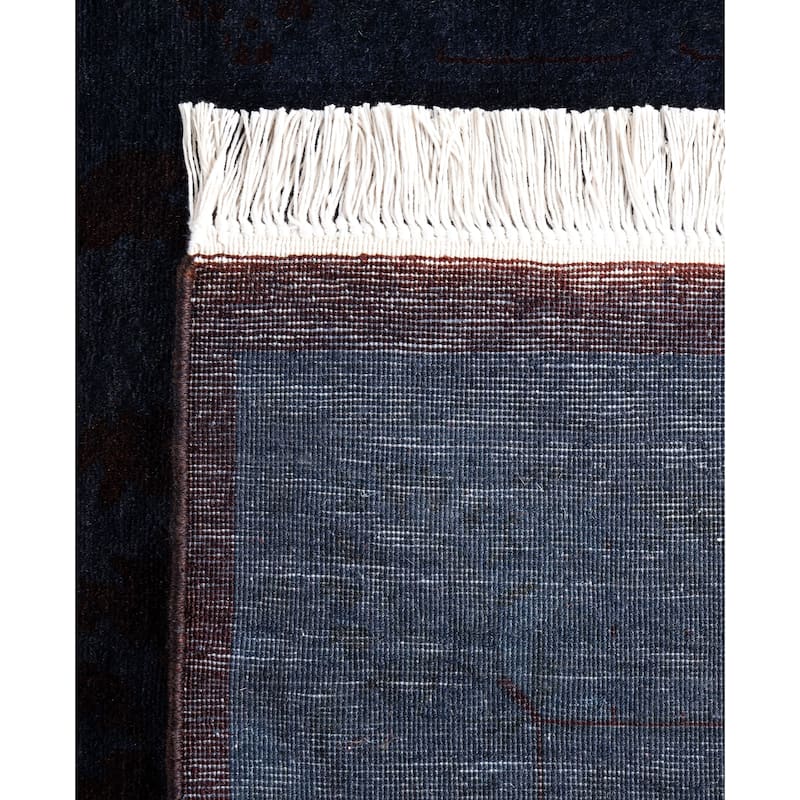 Overdyed One-of-a-Kind Hand-Knotted Area Rug - Black - 2' 7" x 12' 9"