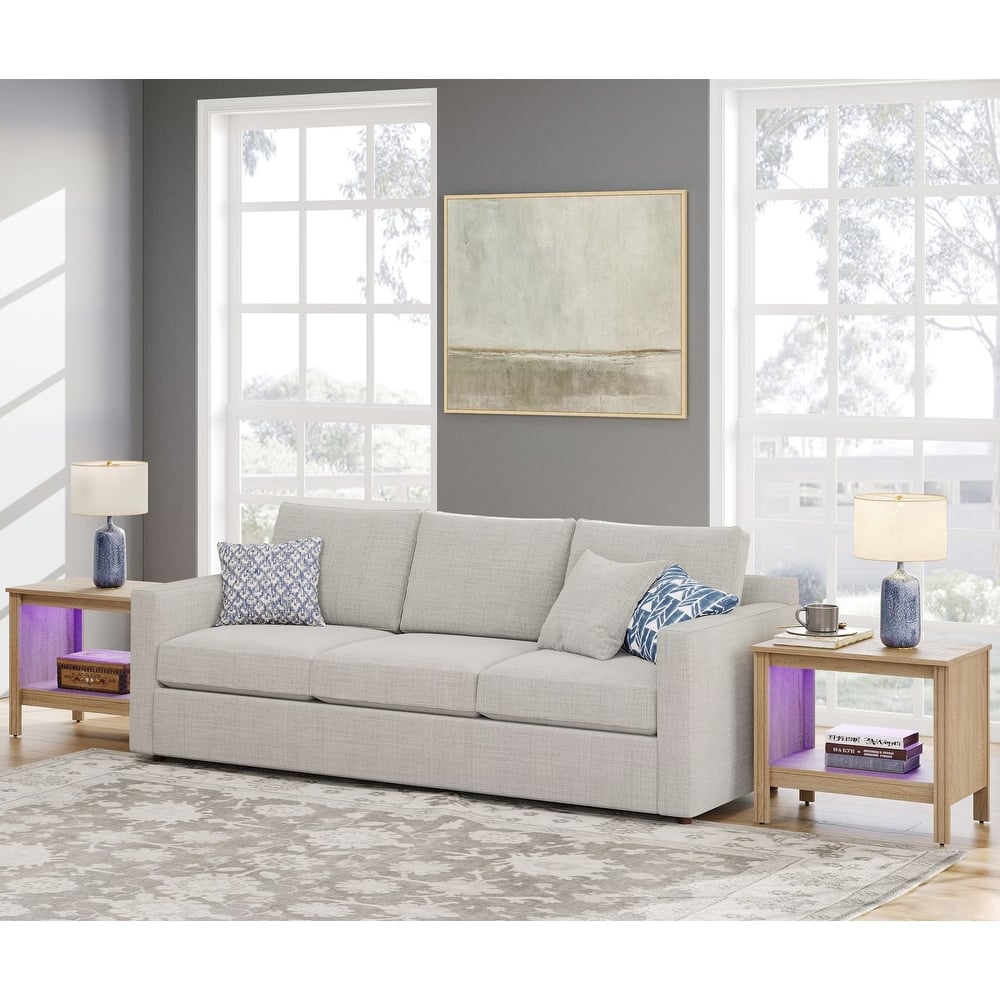 Classic End Table Nightstand, Side Table with Storage Shelf (Set of 2)