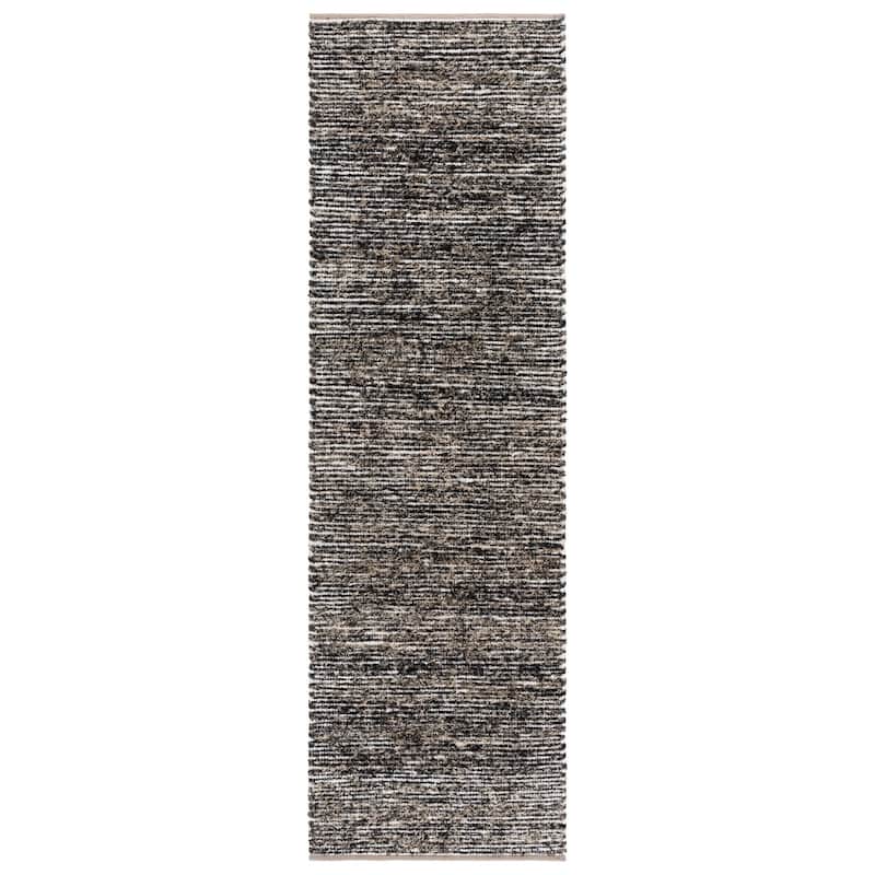 SAFAVIEH Handmade Cape Cod Sabrie Cotton Rug - Beige/Black - 2'3" x 8' Runner