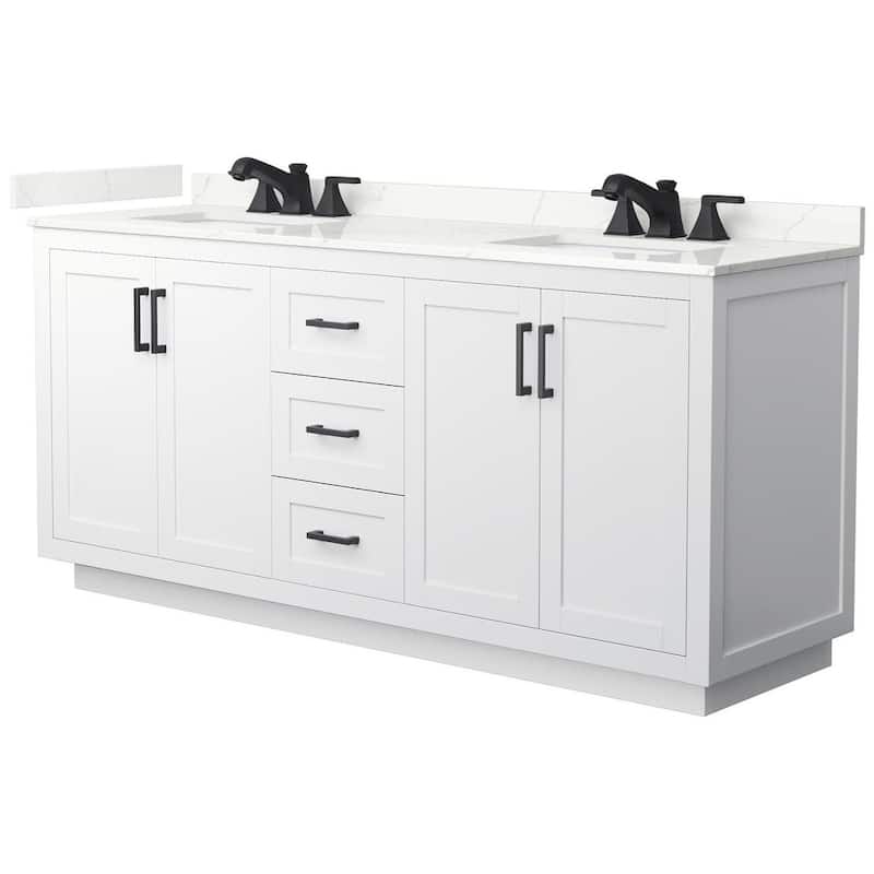 Wyndham Collection WCF292972D-QTZ-US3MXX Miranda 72" Free Standing - White / Giotto Quartz Top / Matte Black Hardware