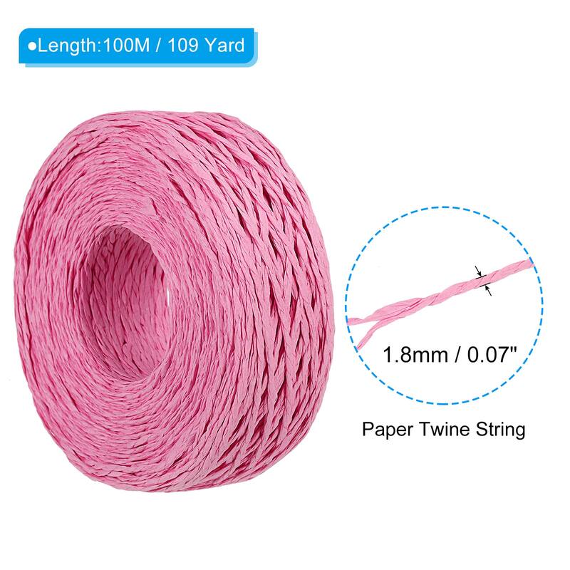 Raffia Ribbon, 109 Yard Paper Twine String for Festival Gifts Wrapping - Pink