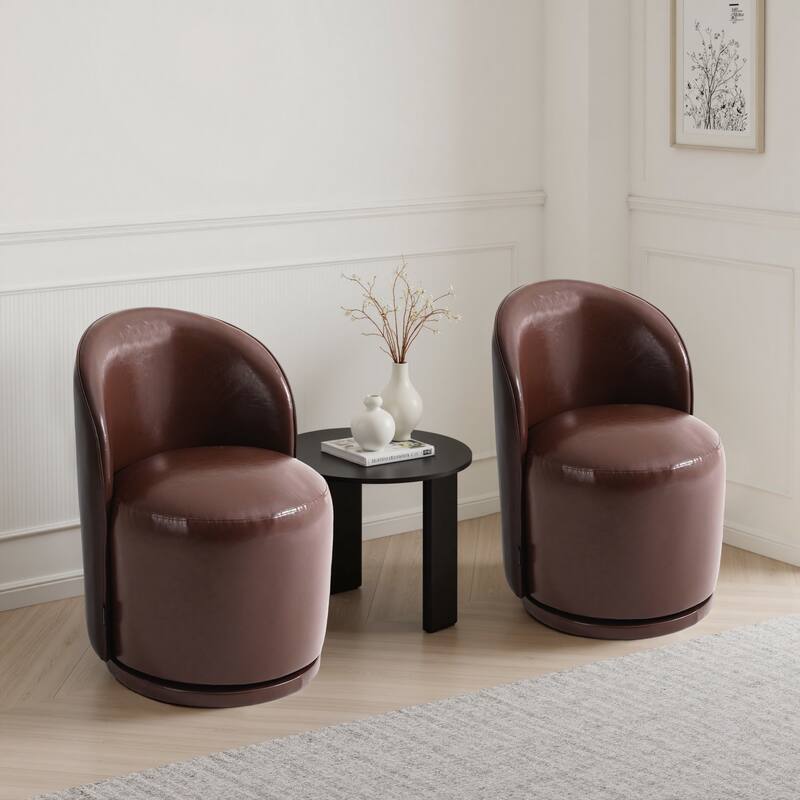 UIXE 2 Set Modern Upholstered Swivel Armless Side Dining Chairs